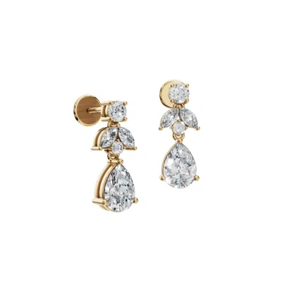 Aya Fine Jewelry Women's Yellow / White / Rose Gold Eighteen Kt Elegant Pear Shape Diamond Cluster Dangle Earrings