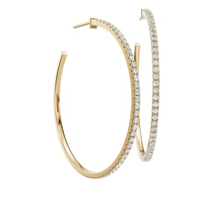 Aya Fine Jewelry Women's Yellow / White / Rose Gold Eighteen Kt  Line Hoop Diamond Earrings