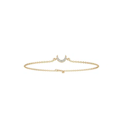Aya Fine Jewelry Women's Yellow / White / Rose Gold Eighteen Kt Moon Curve Pave Gold Chain Bracelet