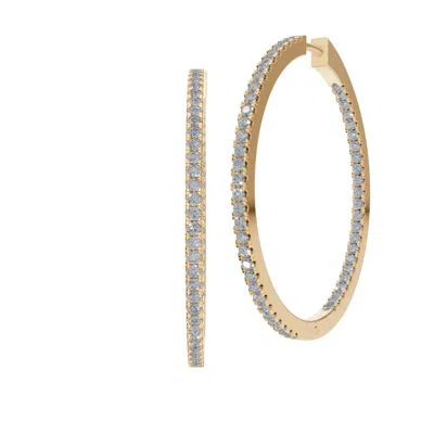 Aya Fine Jewelry Women's Yellow / White / Rose Gold Fourteen Kt Classic Diamond Pave Hoop Earrings In Gold