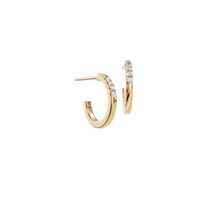 Aya Fine Jewelry Women's Yellow / White / Rose Gold Fourteen Kt Hoop Dainty Diamond Earrings