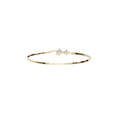 Aya Fine Jewelry Women's Yellow / White / Rose Gold Fourteen Kt Minimalist Twin Stone Diamond Gold Bracelet