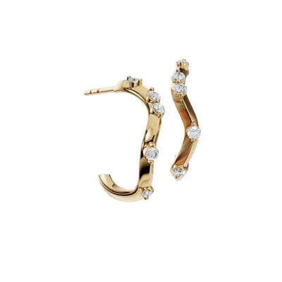 Aya Fine Jewelry Women's Yellow / White / Rose Gold Fourteen Kt Modern Diamond Wavy Hoops Earrings