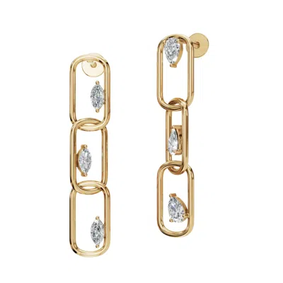 Aya Fine Jewelry Women's Yellow / White / Rose Gold Fourteen Kt Paperclip Drop Earrings