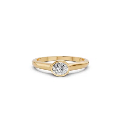 Aya Fine Jewelry Women's Yellow Wren Oval Lab Grown Diamond Solitaire Bezel Ring In Gold