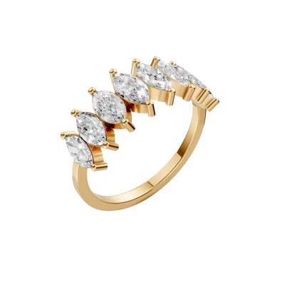 Aya Fine Jewelry Yellow Lab Diamond Ring 1.55 Ctw In Solid Gold Luxury Half Eternity Band For Women