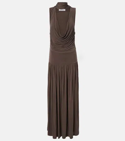 Aya Muse Alyve Draped Halterneck Maxi Dress In Brown