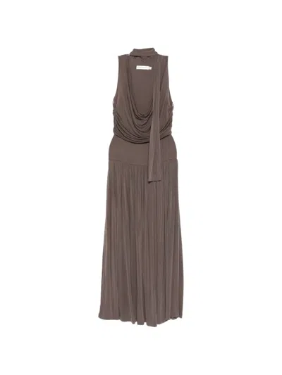 Aya Muse Alyve Ruched Midi Dress In Brown