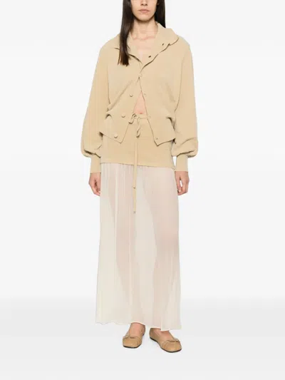 Aya Muse Asha Sheer-panel Maxi Skirt In Brown