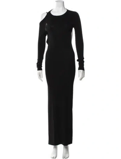 Pre-owned Aya Muse Asymmetrical Long Dress In Black