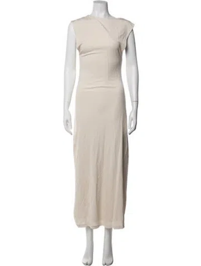 Pre-owned Aya Muse Asymmetrical Long Dress In Neutral