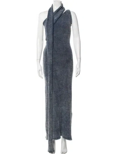 Pre-owned Aya Muse Asymmetrical Long Dress W/ Tags In Blue