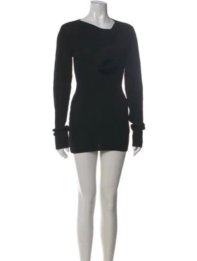 Pre-owned Aya Muse Asymmetrical Mini Dress In Black