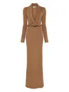 Aya Muse Aure Gathered Knitted Silk-blend Gown In Braun