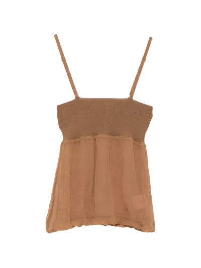 Aya Muse Aven Ribbed-knit Cami Top In Brown