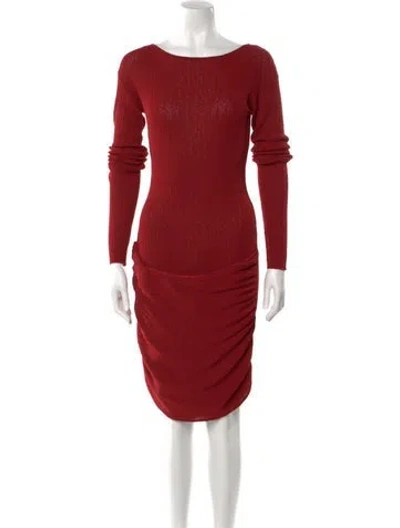Pre-owned Aya Muse Bateau Neckline Knee-length Dress W/ Tags In Red