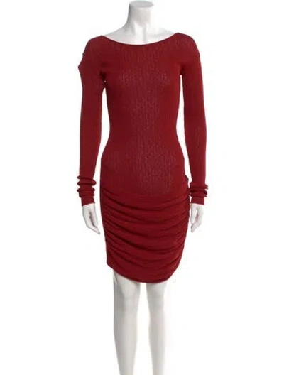 Pre-owned Aya Muse Bateau Neckline Knee-length Dress W/ Tags In Red