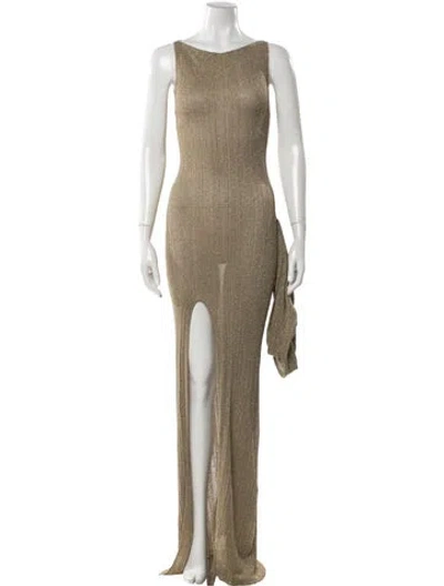 Pre-owned Aya Muse Bateau Neckline Long Dress