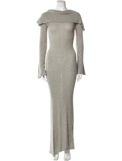 Pre-owned Aya Muse Bateau Neckline Long Dress In Green