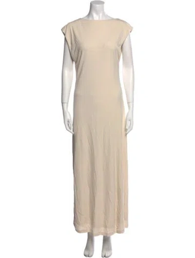 Pre-owned Aya Muse Bateau Neckline Long Dress In Neutral