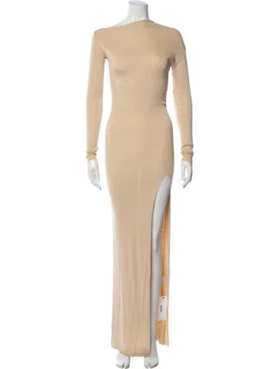Pre-owned Aya Muse Bateau Neckline Long Dress In Neutral