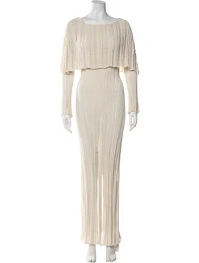 Pre-owned Aya Muse Bateau Neckline Long Dress In Neutrals