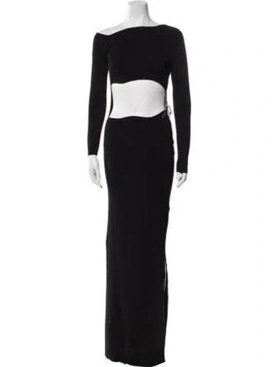 Pre-owned Aya Muse Bateau Neckline Long Dress W/ Tags In Black