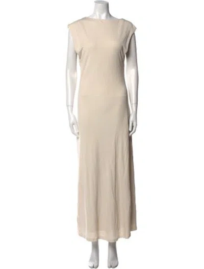 Pre-owned Aya Muse Bateau Neckline Long Dress W/ Tags In Neutral