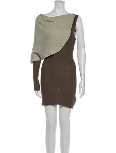 Pre-owned Aya Muse Bateau Neckline Mini Dress In Green