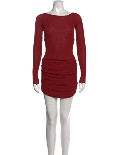 Pre-owned Aya Muse Bateau Neckline Mini Dress In Red