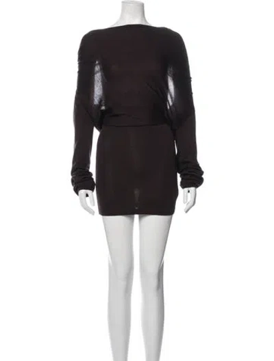 Pre-owned Aya Muse Bateau Neckline Mini Dress W/ Tags In Black