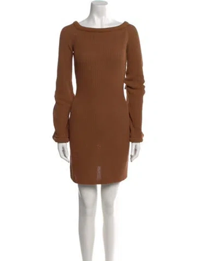 Pre-owned Aya Muse Bateau Neckline Mini Dress W/ Tags In Neutral