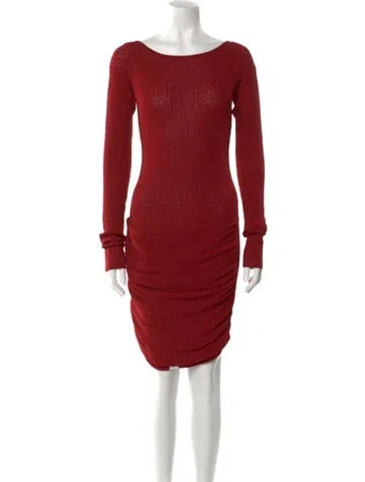 Pre-owned Aya Muse Bateau Neckline Mini Dress W/ Tags In Red