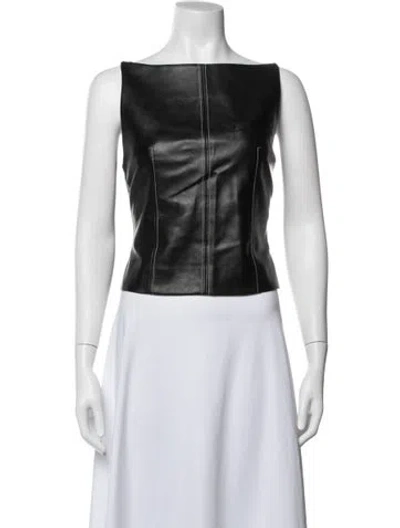 Pre-owned Aya Muse Bateau Neckline Sleeveless Top In White