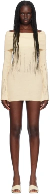 Aya Muse Deva Off-shoulder Knitted Mini Dress In Pearl