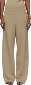 Aya Muse Beige Fold Over Seam Trousers In Neutral