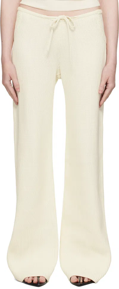 Aya Muse Beige Knit Drawstring Trousers In Cream