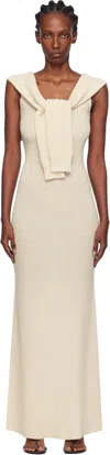 Aya Muse Vao Wrap-effect Wool-blend Maxi Dress In Neutral