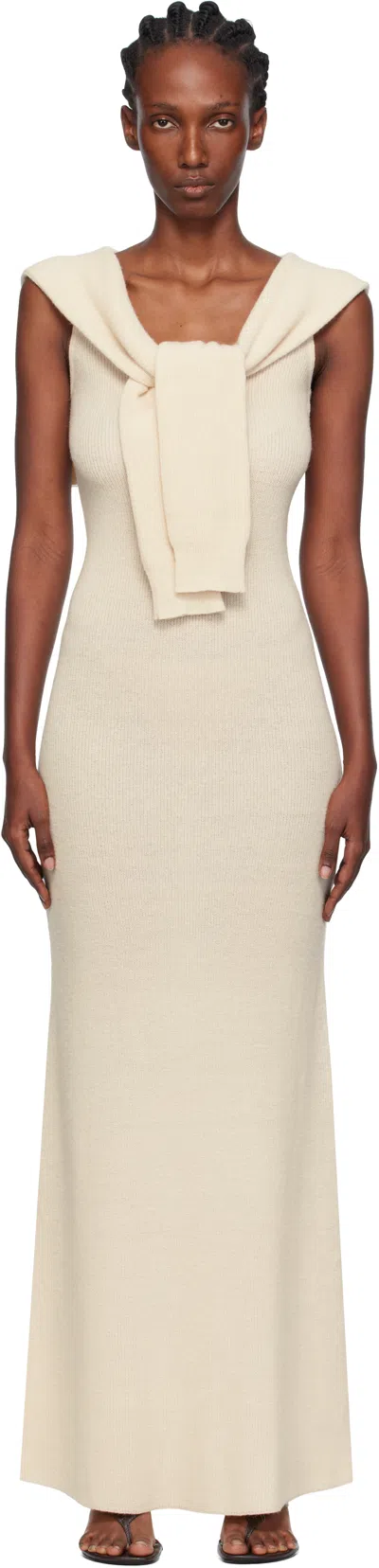 Aya Muse Beige Vao Maxi Dress In Sand