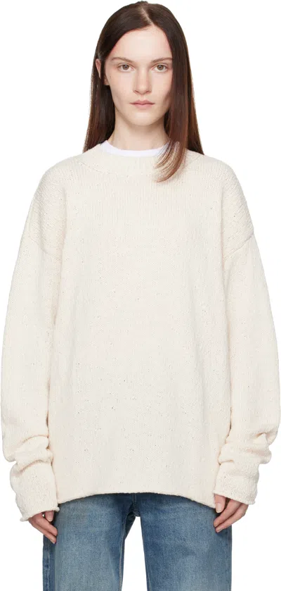 Aya Muse Beige Vintage Crewneck Sweater In Cream