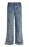 Aya Muse Beren Low-rise Knit Cotton-blend Pants In Blue