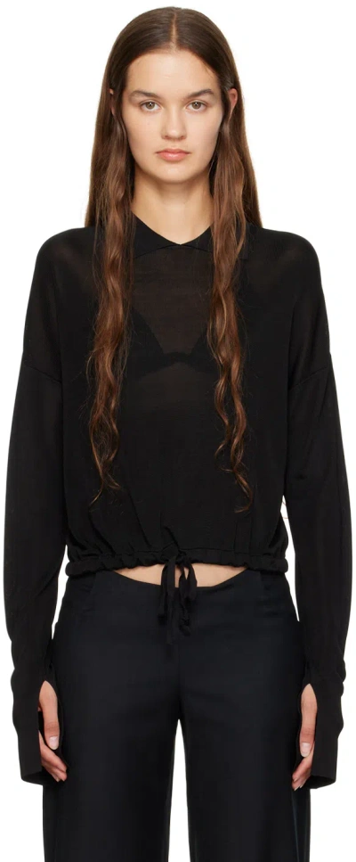 Aya Muse Black Drawstring Polo