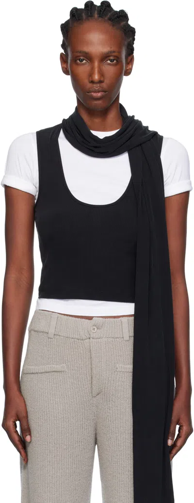Aya Muse Black Scarf Scoop Tank Top In Blue