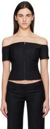 Aya Muse Vesta Off-the-shoulder Wool Top In Black