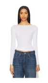 Aya Muse Boatneck Long Sleeve Tee In 白色