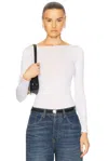 Aya Muse Boatneck Long Sleeve Tee In White