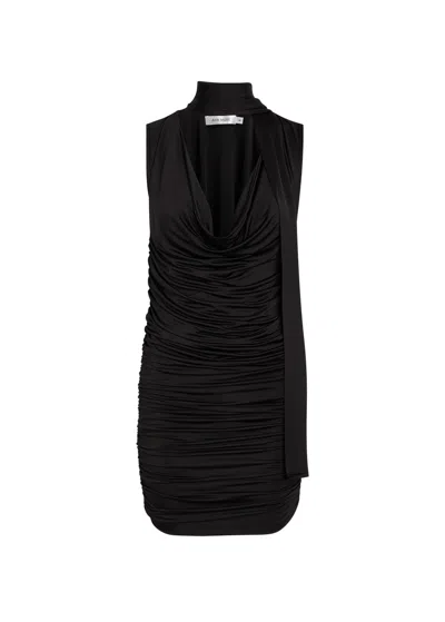 Aya Muse Brise Scarf-effect Stretch-jersey Mini Dress In Black