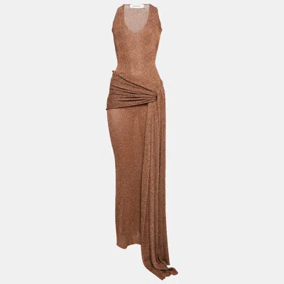 Pre-owned Aya Muse Brown Light Lurex Knit Alula Maxi Dress S