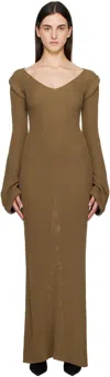 Aya Muse Pallas Knit Silk-cotton Maxi Dress In Moss