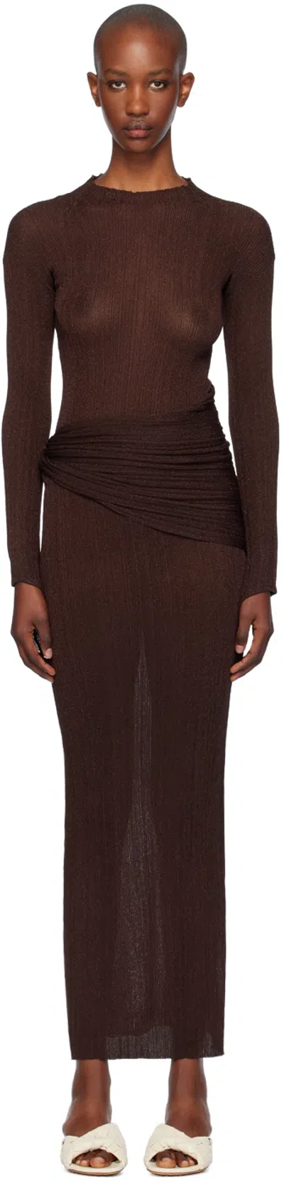 AYA MUSE BROWN STEREN MAXI DRESS